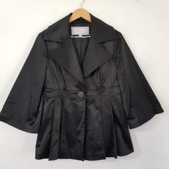 Jessica Simpson Black Cotton Blend Women's Pleated Jacket L